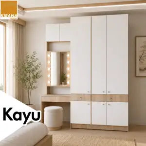 KIRANA Irvine - Lemari Pakaian Set Meja Rias Kayu Wardrobe Putih Minimalis