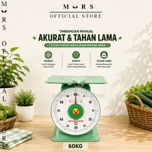 RENKMHE Timbangan Manual Jarum Duduk 60 Kg Besi Plat Datar Rata Timbangan Meja Hijau Ayam Daging Barang Makanan 60kg