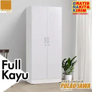 KIRANA Wanaka -  Lemari Pakaian Kayu 2 Pintu Polos Wardrobe Minimalis Wanaka