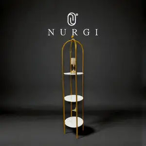 Rak Sudut Minimalis Besi Gold Rak Hias Ruang Tamu Aesthetic Serbaguna Tempat Penyimpanan Barang Mewah Dekorasi Rumah Modern