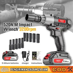 Impact Wrench 21V Baterai Semua motor tembaga Cordless Kunci Impact 520N/M Impak Buka Motor Mesin Bor Untuk Baut Mobil