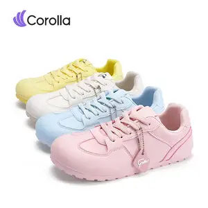Corolla Macaron Sepatu Olahraga Wanita Sepatu Kampus Sekolah Aktivitas Luar Kerja Outdoor Lucu Warna Pastel Ringan Nyaman Lembut Tanpa Menekan Kaki Putih pink