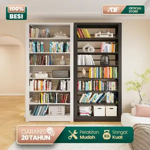 Rak Besi Buku Rak Hias Buku Ruang Tamu Tempat Penyimpanan Serbaguna 3-7 Susun Minimalis Full Besi