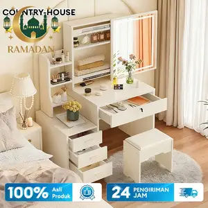COUNTRY-HOUSE Meja Rias Aesthetic Set Kursi Meja Rias Led Meja Rias Minimalis Meja Rias Sliding