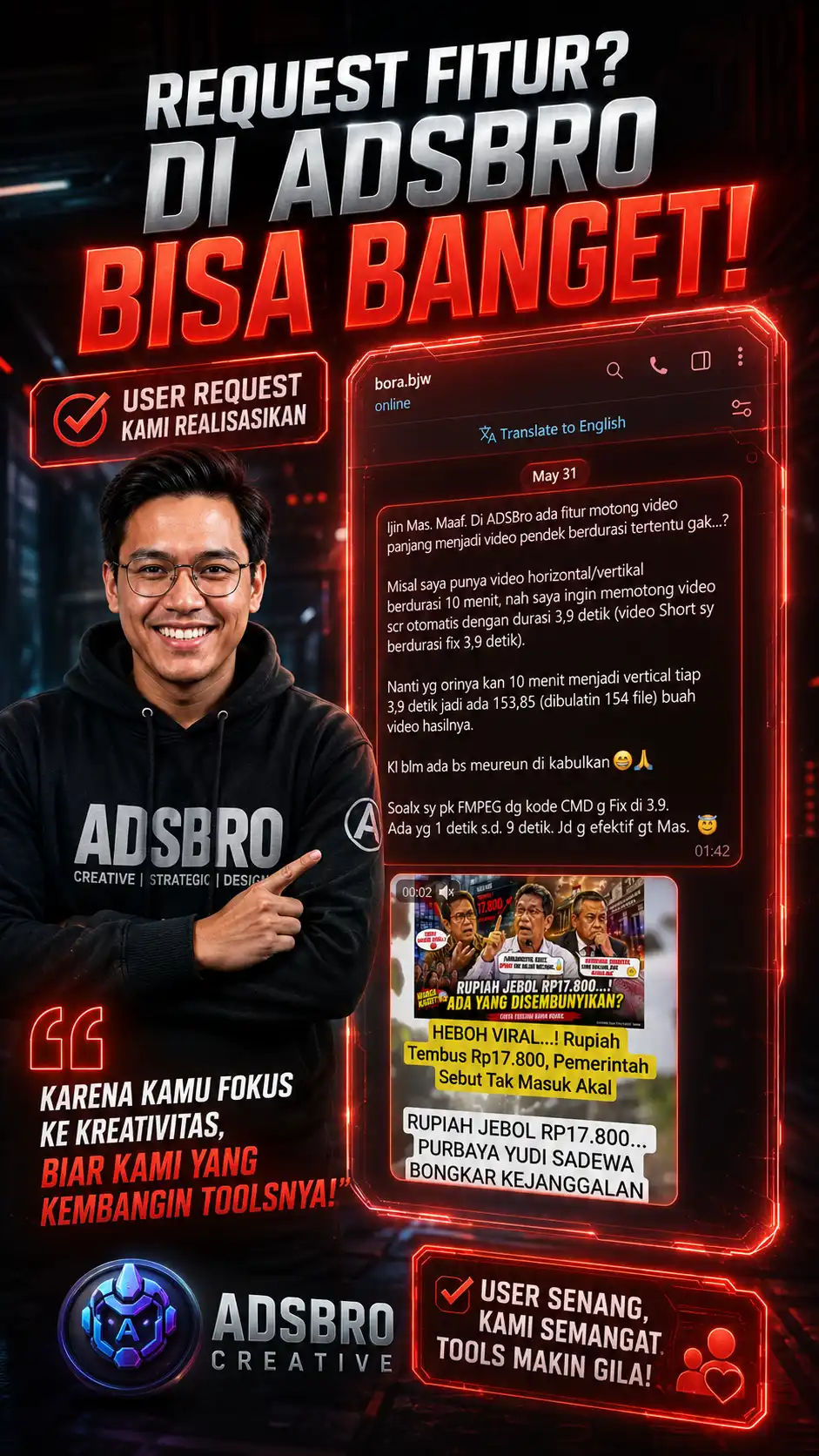 AdsBro Request Fitur - User Request Kami Realisasikan