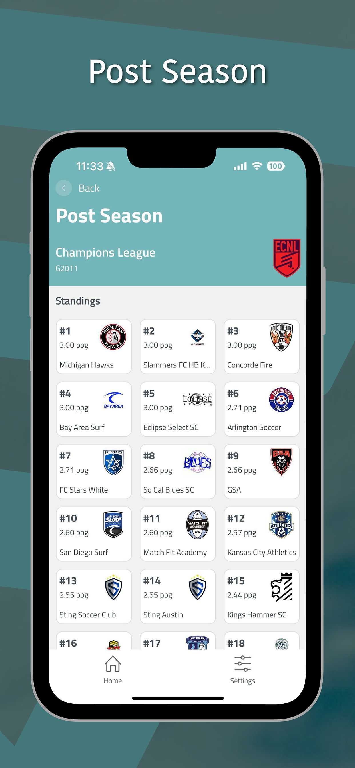 League App Screen