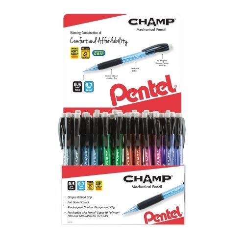 champ-mechanical-pencil-0507mm-assorted-barrel-colors-open-stock-display-144-pieces