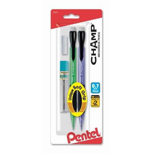 champ-mechanical-pencil-07mm-mechanical-pencil-with-lead-and-2-eraser-refills-2-pk