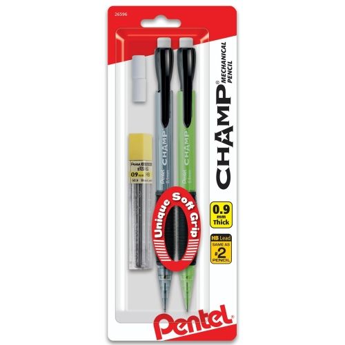 champ-mechanical-pencil-09mm-with-lead-and-2-eraser-refills-2-pk