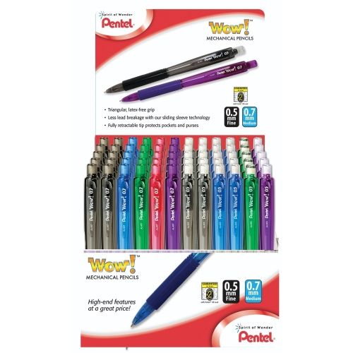 wow-mechanical-pencil-0507mm-assorted-barrels-open-stock-display-144-pieces