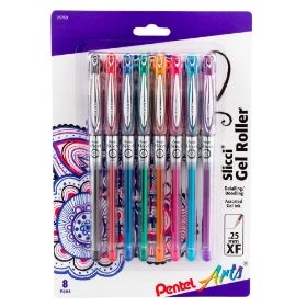 pentel-arts-slicci-025mm-extra-fine-gel-pen-assorted-ink-abcdfps2v-8-pk
