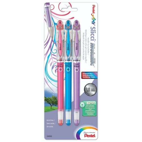pentel-arts-slicci-metallic-08mm-needle-tip-med-gel-pen-assortd-ink-bcv-3-pk