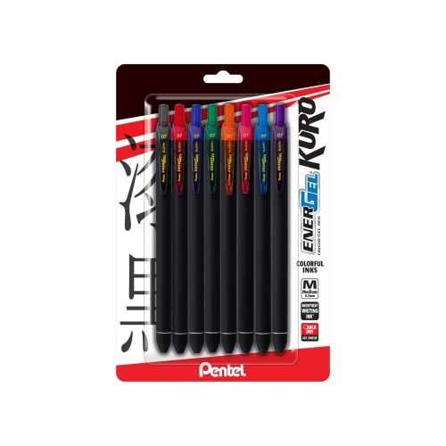 energel-kuro-liquid-gel-pen-07mm-medium-line-assorted-ink-abcdfpsv-8-pk