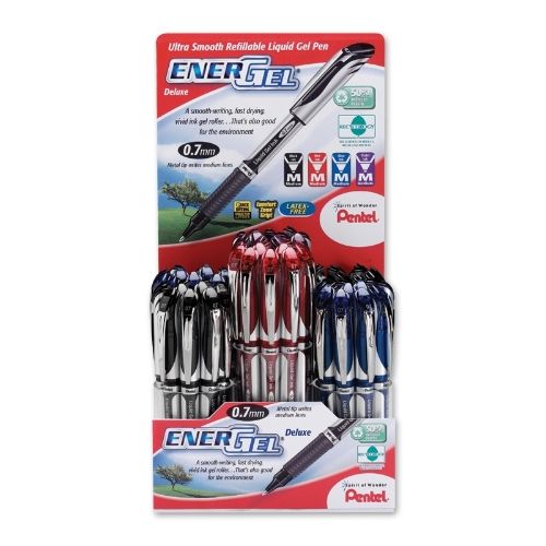 energel-deluxe-liquid-gel-pen-07mm-metal-tip-medium-line-capped-assorted-ink-colors-open-stock-display-72-pieces