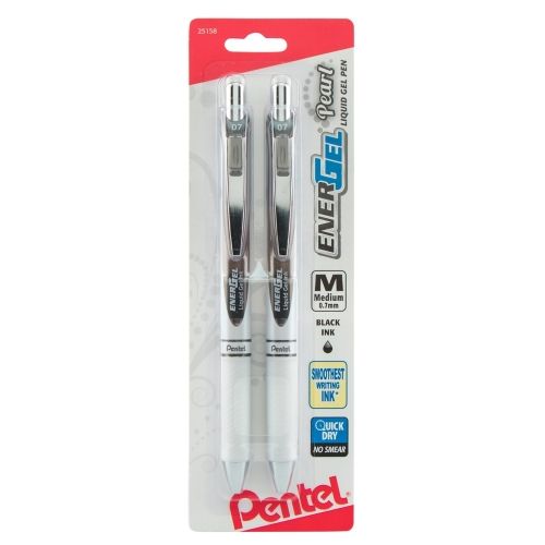 energel-pearl-retractable-liquid-gel-pen-07mm-metal-tip-medium-line-pink-inkviolet-ink-2-pk