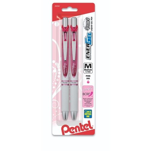 pink-bca-energel-pearl-retractable-liquid-gel-pen-07mm-metal-tip-medium-line-pink-accent-pink-ink-2-pk