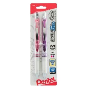 energel-pearl-retractable-liquid-gel-pen-07mm-metal-tip-medium-line-pink-inkviolet-ink-2-pk
