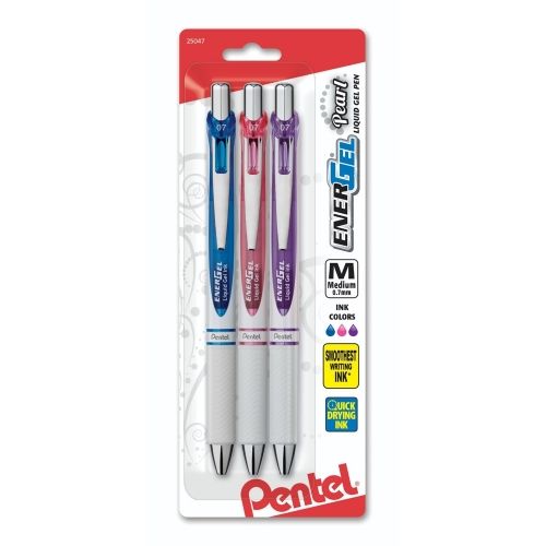 energel-pearl-retractable-liquid-gel-pen-07mm-metal-tip-medium-line-pink-inkviolet-ink-2-pk