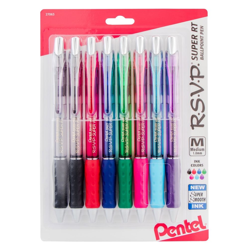 Pentel Rsvp Super Rt Ballpoint Pen, (1.0Mm) Medium Line, Assorted Ink ...