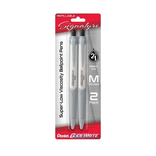Pentel Glidewrite Signature Ballpoint Pen, Medium, White