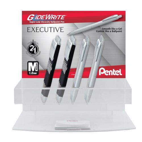 glidewrite-executive-ballpoint-pen-10mm-med-line-assorted-barrels-10-matte-silver-10-matte-black-black-ink-open-stock-display-20-pcs