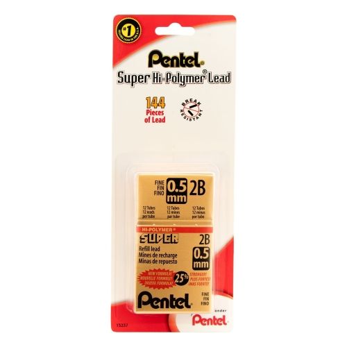 super-hi-polymer-lead-refill-05mm-fine-2b-144-piecesbox-1-pk