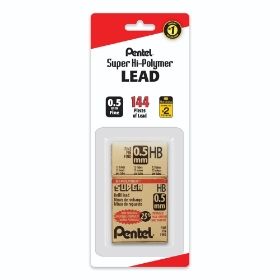 super-hi-polymer-lead-refill-05mm-fine-hb-144-piecesbox-1-pk