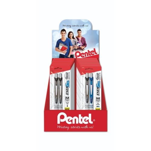 energel-pearl-liquid-gel-pen-07mm-med-blackblue-ink-2-pks-blister-pack-counter-display-24-pieces