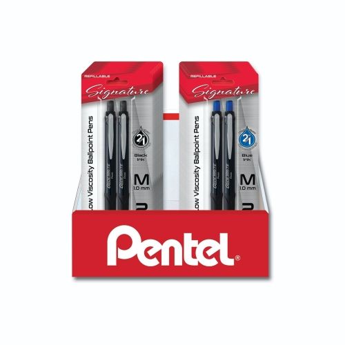 glidewrite-signature-ballpoint-pen-10mm-medium-black-barrel-blackblue-ink-2-pk-blister-pack-counter-display-24-pieces