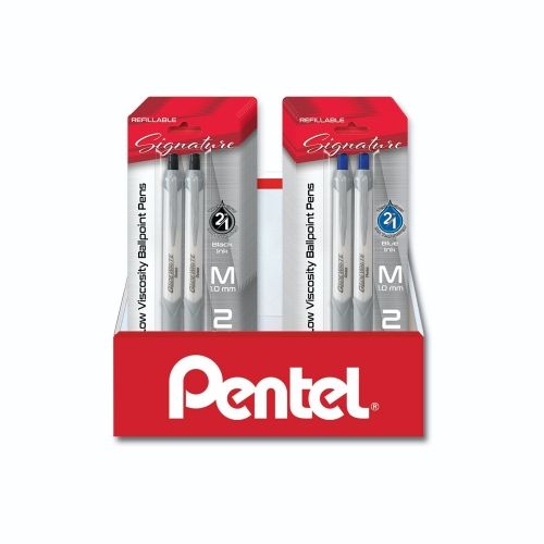 glidewrite-signature-ballpoint-pen-10mm-medium-white-barrel-blackblue-ink-2-pk-blister-pack-counter-display-24-pieces