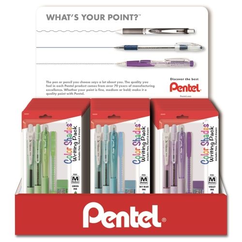color-shades-writing-pack-assorted-ink-blister-pack-counter-display-36-pieces