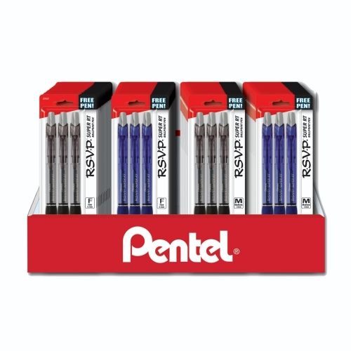 retractable-ballpoint-pen-0710mm-finemedium-line-blackblue-ink-2-packs-with-free-rsvp-super-rt-pen