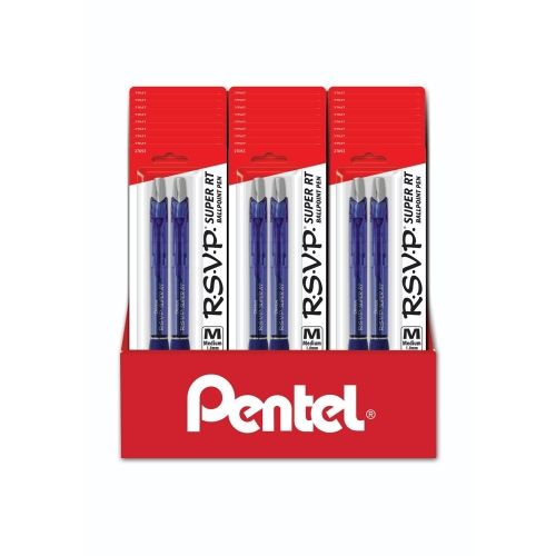 rsvp-super-rt-ballpoint-pen-10mm-med-line-blue-ink-2-pks-blister-pack-counter-display-27-pieces