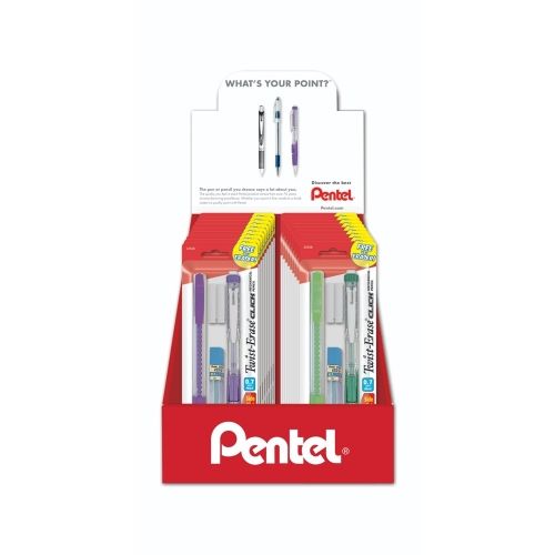twist-erase-click-mechanical-pencil-07mm-medium-line-assorted-barrel-colors-lead-and-eraser-included-1-pks-blister-pack-counter-display-18-pieces