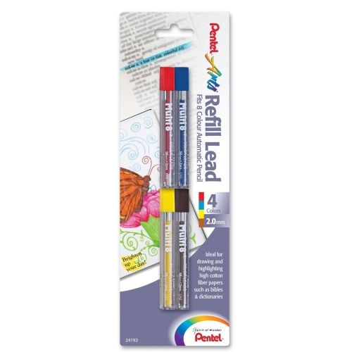 pentel-arts-8-colour-pencil-lead-refill-20mm-assorted-colors-bceg-4-pk