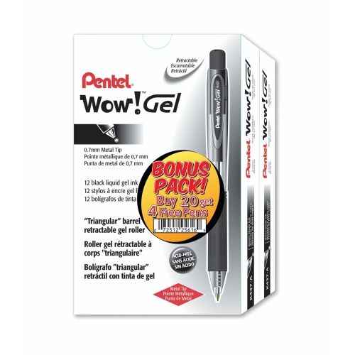 wow-gel-retractable-gel-pen-07mm-medium-line-black-ink-buy-20-get-4-more-free