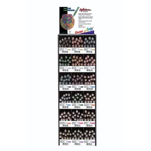 pentel-arts-sparkle-pop-metallic-gel-pen-open-stock-tower-display-216-pieces