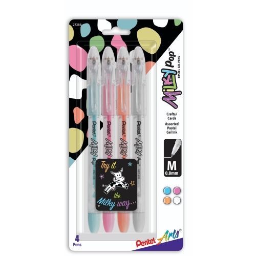 pentel-arts-milky-pop-pastel-gel-pen-08mm-medium-line-assorted-ink-spfw-4-pk