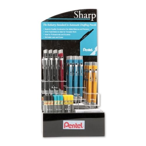 sharp-premium-mechanical-pencil-050709mm-assorted-barrel-colors-open-stock-display-72-pieces