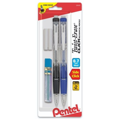 twist-erase-click-mechanical-pencil-07mm-clear-barrel-asst-grip-colorswith-lead-and-2-erasers-2-pk-carded