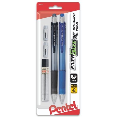 energize-x-mechanical-pencil-05mm-assorted-barrel-colors-with-lead-2-refill-erasers-2-pk
