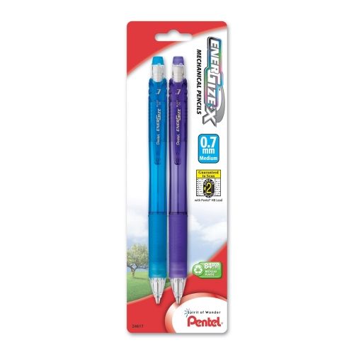 energize-x-mechanical-pencil-05mm-assorted-barrel-colors-with-lead-2-refill-erasers-2-pk