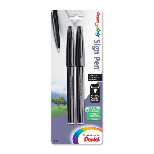 pentel-arts-sign-pen-black-ink-2-pk