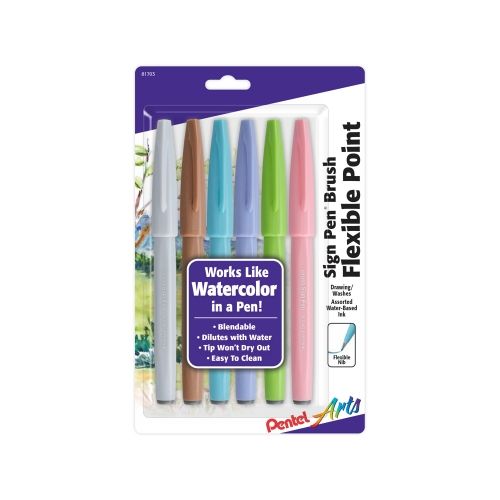 pentel-arts-sign-pen-brush-tip-assorted-pastel-colors-6-pk-n2e2s2s3kp3