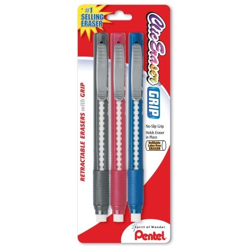 clic-eraser-grip-retractable-eraser-with-grip-office-barrel-colors-3-pk