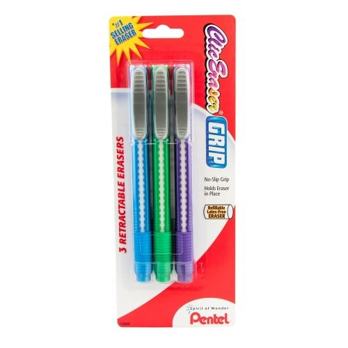 clic-eraser-grip-retractable-eraser-with-grip-fashion-barrel-colors-3-pk