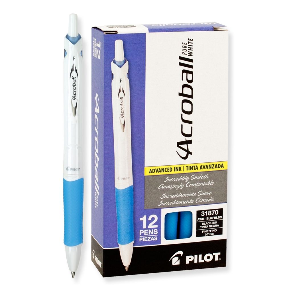 Pilot Acroball PureWhite Advanced Ink Refillable & Retractable Ball ...