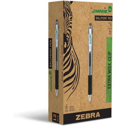 jimnie-clip-eco-retractable-ballpoint-10mm-black-dozen