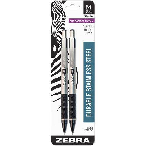 m-301-mechanical-pencil-05mm-black-2pk