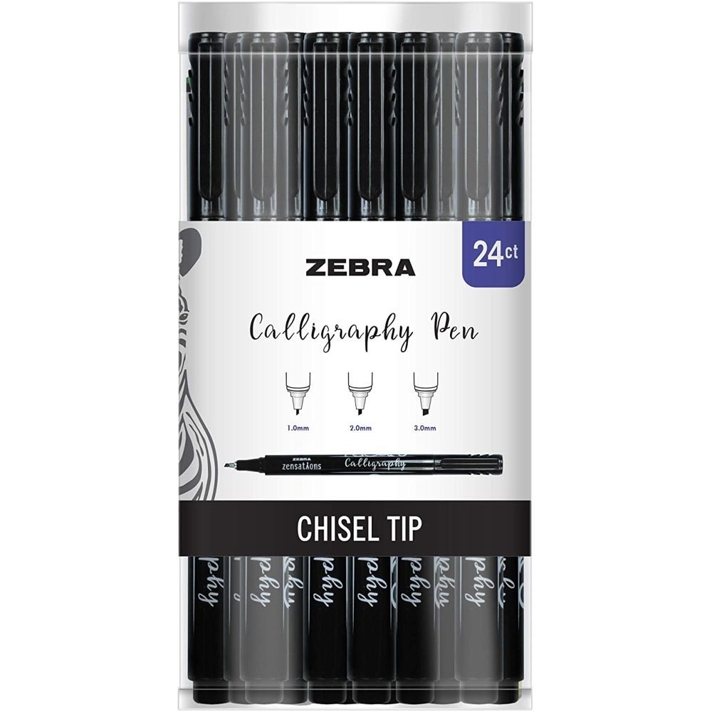Zebra Pen 03107 Zensations Calligraphy Pen, Assorted Points, Chisel Tip ...